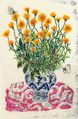銅版画 『桜』 山宮律子 2014年 春 2/20 直筆サインあり 大型 絵画