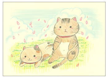 お花見にゃんこ